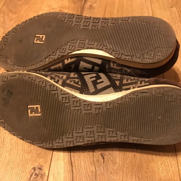 FENDI FF Monogram Suede and Canvas Fashion Sneakers - MADE IN ITALY - Picture 6 of 11